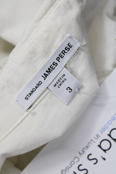 Standard James Perse Women Button-Up White 3/4 Sleeve Supima Cotton Size 3