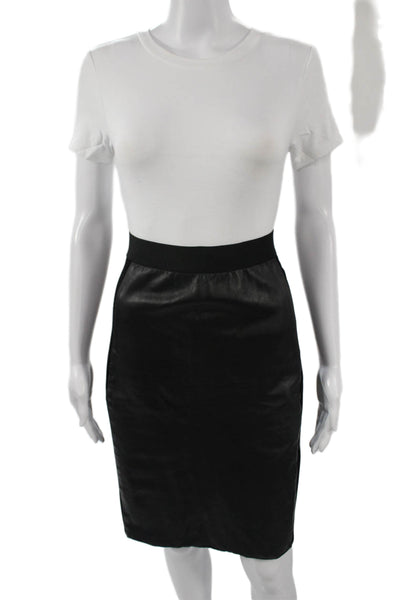 Mason Womens Straight Pencil Skirt Black Lambskin Knee Length Size 8