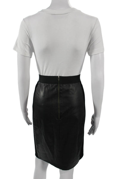 Mason Womens Straight Pencil Skirt Black Lambskin Knee Length Size 8