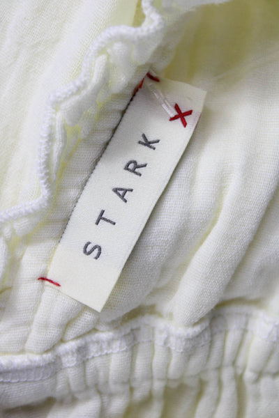 Stark Women Sundress Yellow V-Neck Cotton Sleeveless Knee Length Size M