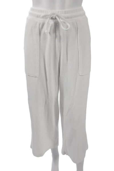 Stateside Women Cropped Sweatpants White Cotton Blend Drawstring Size M
