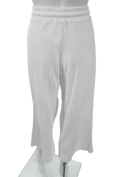 Stateside Women Cropped Sweatpants White Cotton Blend Drawstring Size M