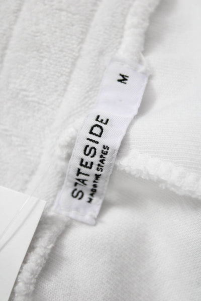Stateside Women Cropped Sweatpants White Cotton Blend Drawstring Size M