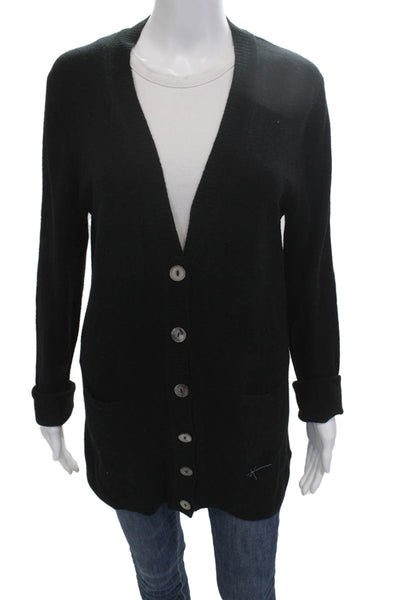 291 Unisex Cardigan Sweater Black Cashmere V-Neck Button Long Sleeve Size 3