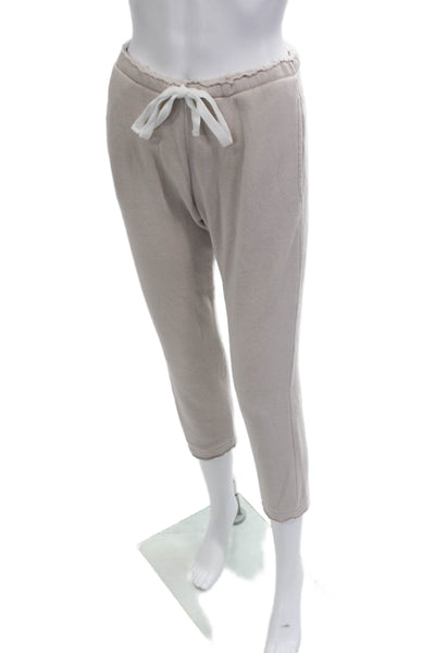 Project Social T Unisex Cropped Sweatpants Beige Drawstring Size XS