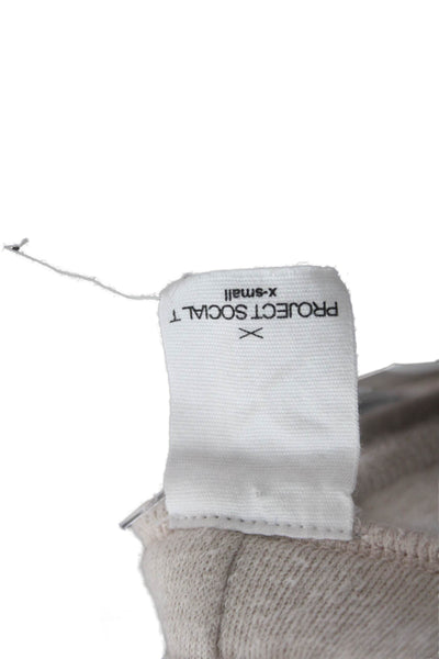 Project Social T Unisex Cropped Sweatpants Beige Drawstring Size XS