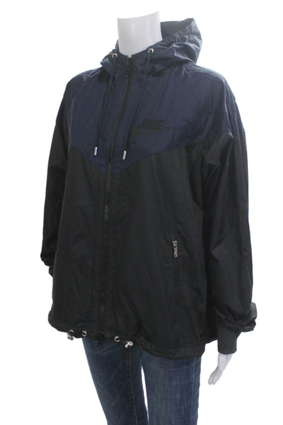 Nike Unisex Black Windbreaker Nylon High Neck Long Sleeve Size M