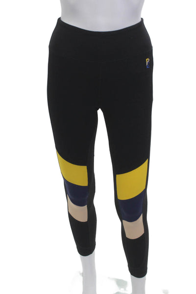 PE Nation Women Ankle Leggings Black Geometric Size XS