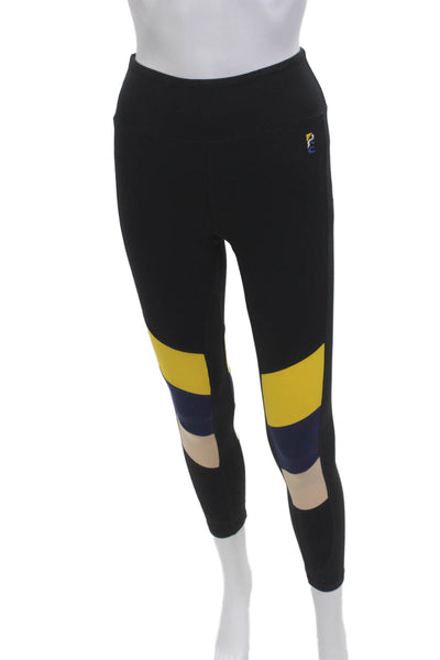 PE Nation Women Ankle Leggings Black Geometric Size XS
