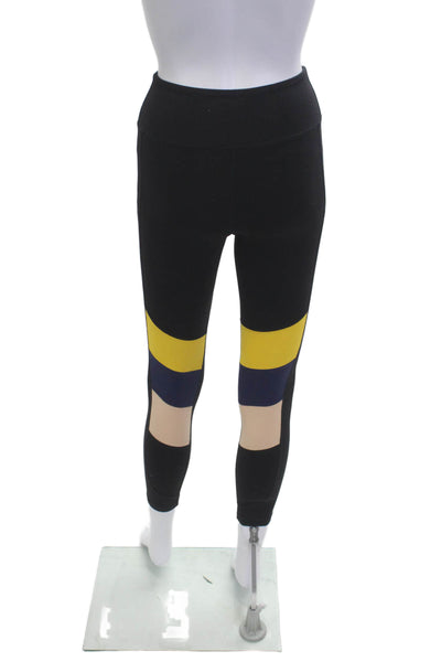 PE Nation Women Ankle Leggings Black Geometric Size XS