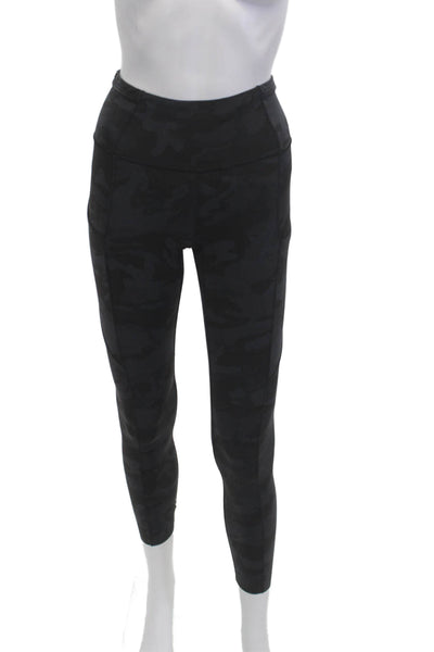 Lululemon Women Ankle Leggings Black Camo Zip Size 2