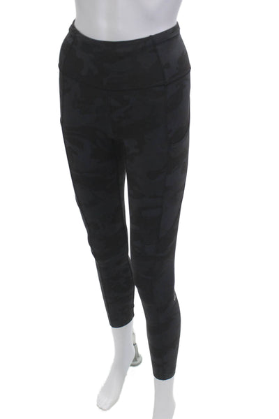 Lululemon Womens Ankle Leggings Black Camouflage Nylon Blend Army Size 2