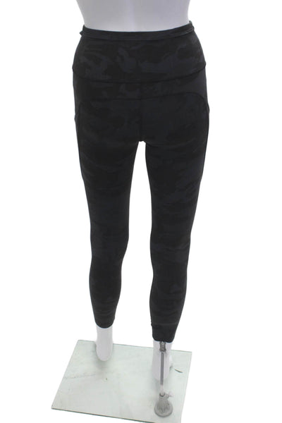 Lululemon Womens Ankle Leggings Black Camouflage Nylon Blend Army Size 2