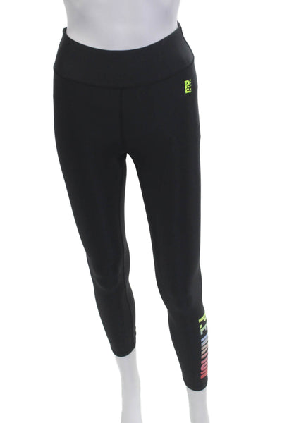 PE Nation Womens Black Graphic Print Ankle Leggings Nylon Elastane Size S