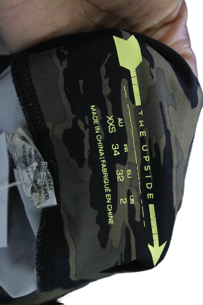 The Upside Womens Ankle Jeggings Camouflage Black Nylon Blend Drawstring Size 2