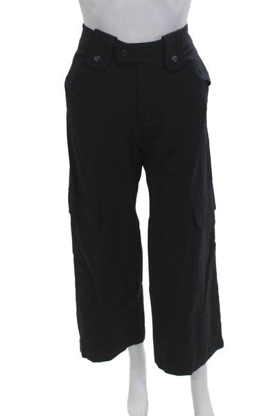 Zara Unisex Army Cargo Cropped Black Pants Size XS