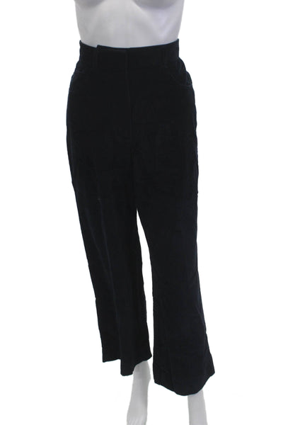 Weekend Max Mara Womens Cropped Dark Blue Cotton Pants Zip Size 0