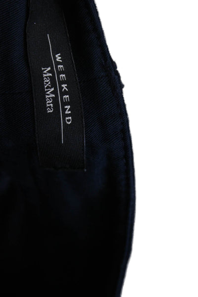 Weekend Max Mara Womens Cropped Dark Blue Cotton Pants Zip Size 0