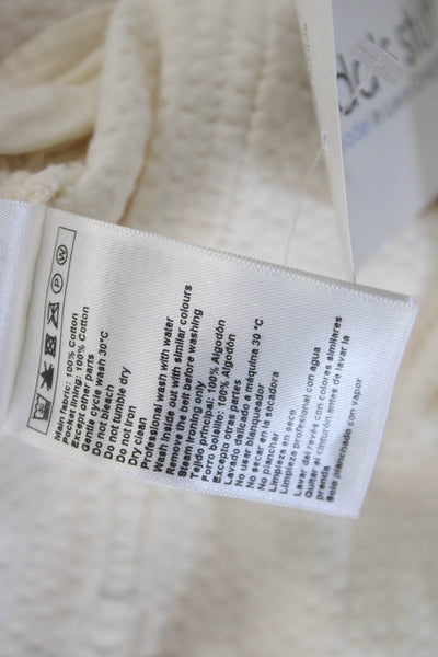 Ba&Sh Women Cropped Paperbag Striped Cotton Pants Beige Drawstring Size 2