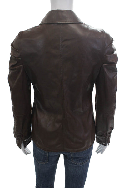 Avec Les Filles Womens Brown Collared Button Front Long Sleeve Jacket Size XS