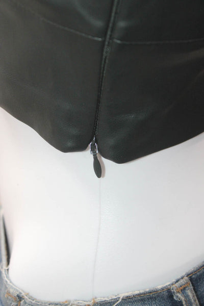 Susana Monaco Women Cropped Biker Tank Black V-Neck Polyurethane Size XS