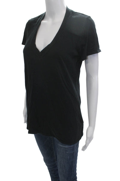 Standard James Perse Womens Black V-Neck Short Sleeve T-Shirt Size 3