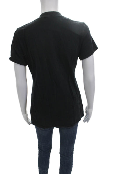 Standard James Perse Womens Black V-Neck Short Sleeve T-Shirt Size 3