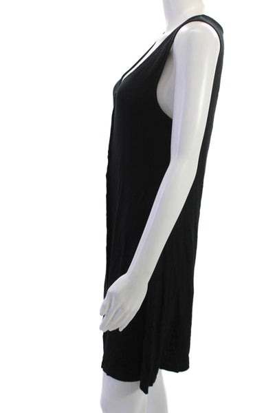 Body Glove Women Overall Tank Dress Black V-Neck Sleeveless Button Size M