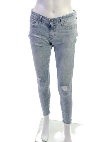AG Adriano Goldschmied Women Ankle Skinny Jeans Light Blue Mid Rise Size 27
