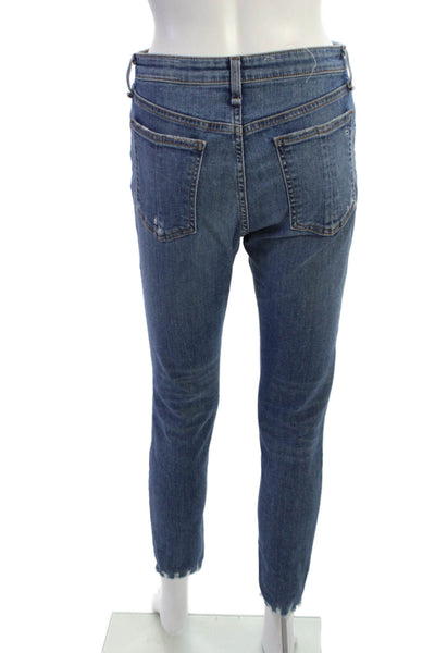 Rag & Bone Womens Skinny Ankle Cropped High Rise Dark Blue Jeans Size 27