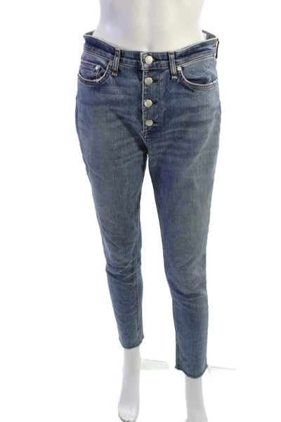 Rag & Bone Women Ankle Cropped Skinny Jeans Blue High Rise Inseam 27 Size 28