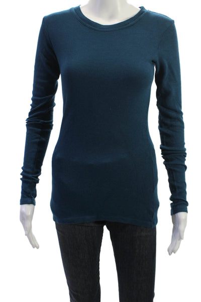 LA Made Womens Basic Dark Blue T-Shirt Long Sleeve Cotton Modal Size M