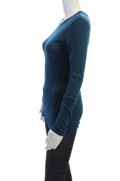 LA Made Womens Basic Dark Blue T-Shirt Long Sleeve Cotton Modal Size M