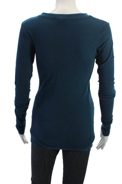 LA Made Womens Basic Dark Blue T-Shirt Long Sleeve Cotton Modal Size M