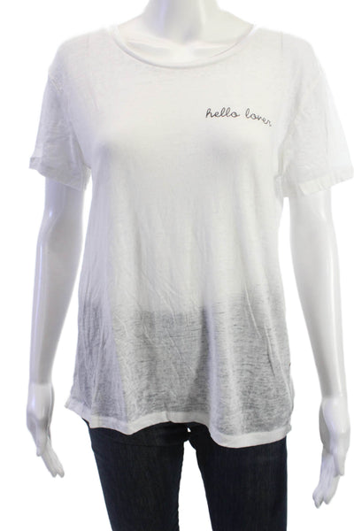 Chaser Women Basic Graphic Quotes T Shirt Round Neck Short Sleeve White Size S