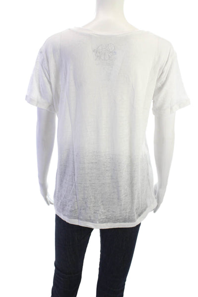 Chaser Women Basic Graphic Quotes T Shirt Round Neck Short Sleeve White Size S
