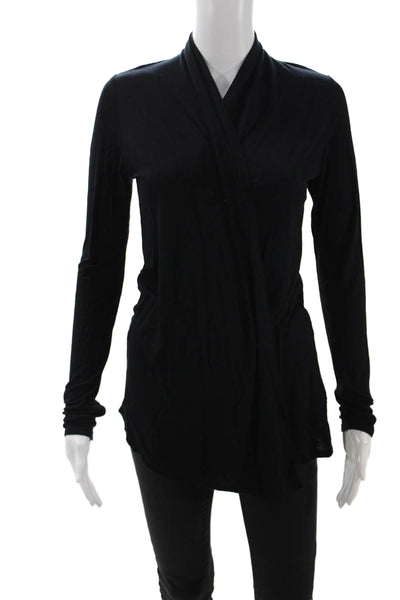 Enti Glamour Womens Basic Black Long Sleeve Top Size S
