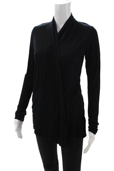 Enti Glamour Womens Basic Black Long Sleeve Top Size S