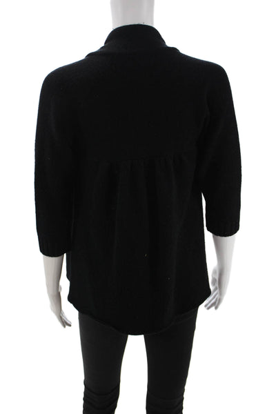Vince Unisex Cardigan Black 100% Cashmere 3/4 Sleeve Size M