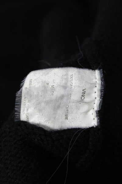 Vince Unisex Cardigan Black 100% Cashmere 3/4 Sleeve Size M