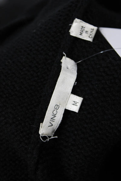 Vince Unisex Cardigan Black 100% Cashmere 3/4 Sleeve Size M