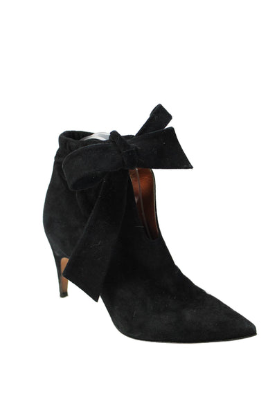 Derek Lam Womens Suede Tied Pointed Toe Heeled Ankle Boots Black Size 8