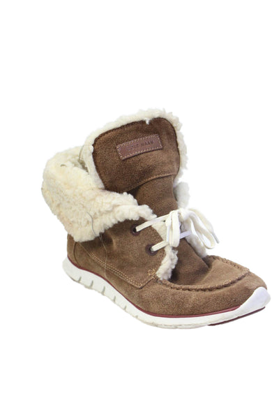 Cole Haan Grand.OS Womens Leather Fold Over Ankle Boots Brown Size 8.5