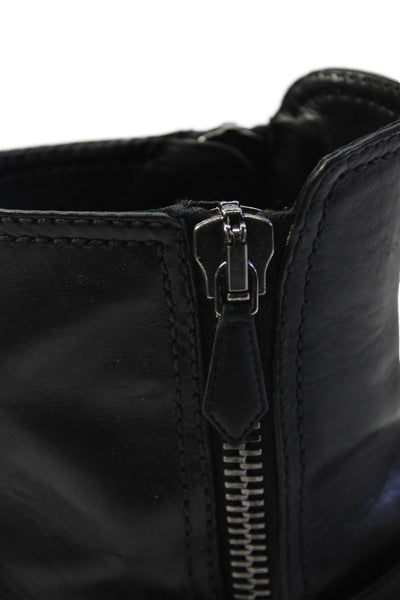 Miu Miu Womens Leather Zip Up Belted Biker Ankle Boots Black Size 39 9