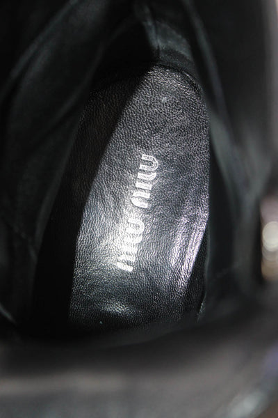 Miu Miu Womens Leather Zip Up Belted Biker Ankle Boots Black Size 39 9