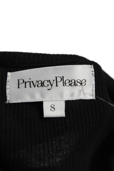 Privacy Please Women Cropped 90s V-Neck Short Sleeve T-Shirt Black Size S
