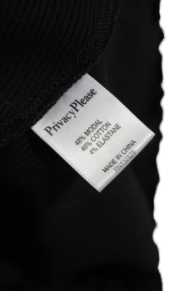 Privacy Please Women Cropped 90s V-Neck Short Sleeve T-Shirt Black Size S