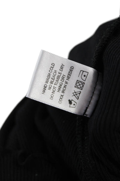 Privacy Please Women Cropped 90s V-Neck Short Sleeve T-Shirt Black Size S