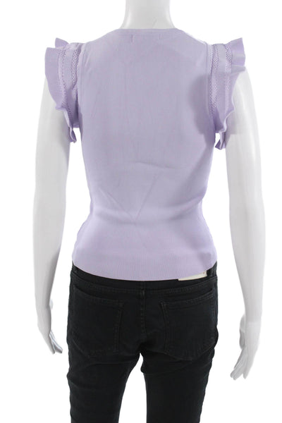 Gab kate Women Purple Cotton Crew Neck Sleeveless Solid T-Shirt Size S
