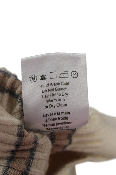 Heartloom Women Cardigan Beige Striped V-Neck Long Sleeve Button Size S